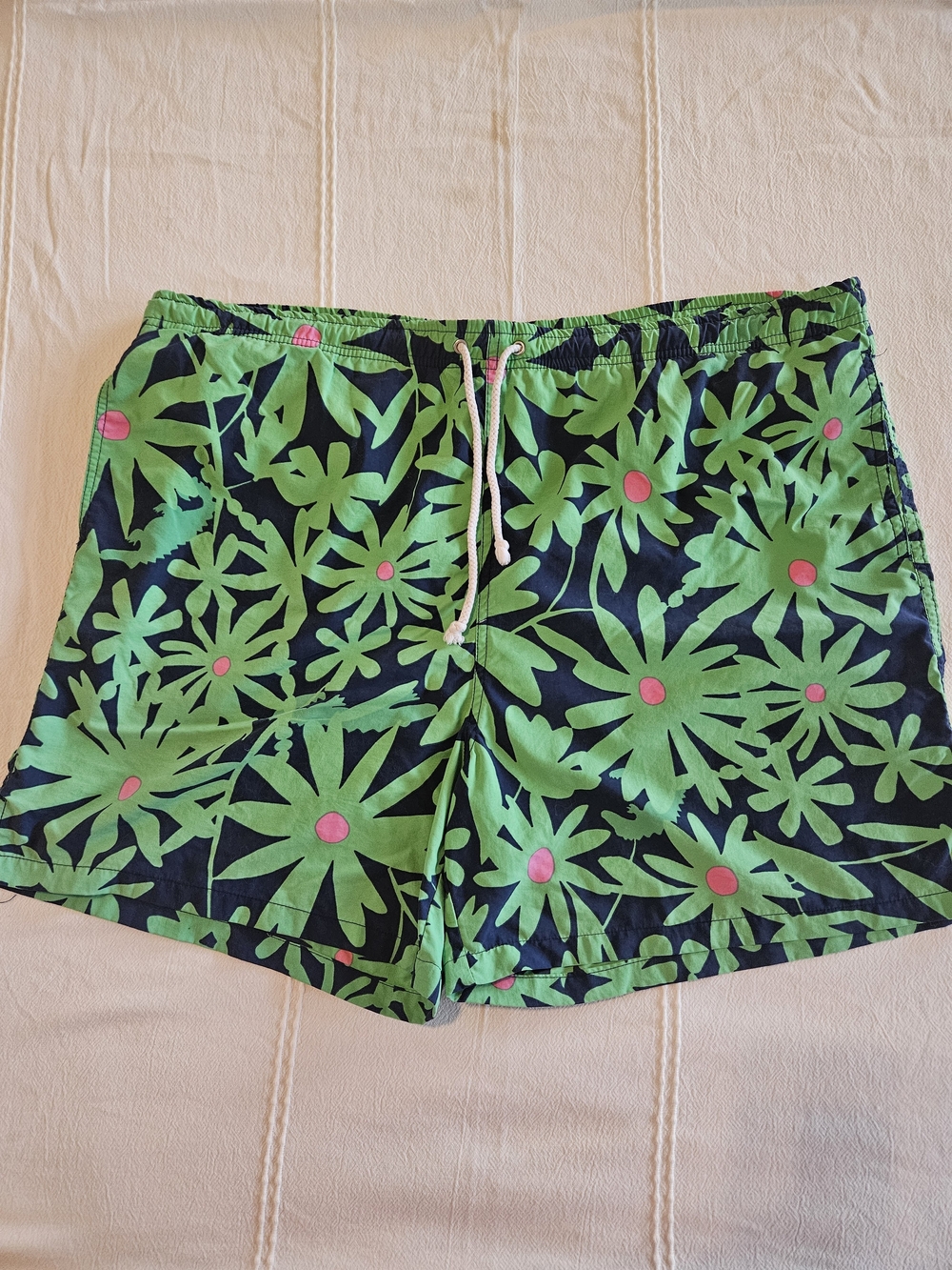 Lilly Pulitzer Neon Green and Navy Tropical Swim Shorts